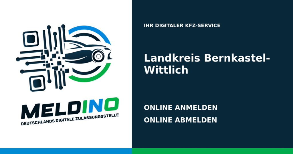 Meldino-Grafik mit Logo und Bezirksname Landkreis Bernkastel-Wittlich: Kfz anmelden in Landkreis Bernkastel-Wittlich