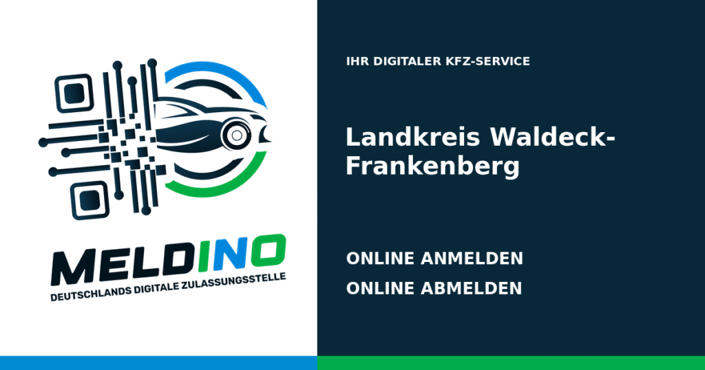 Meldino-Grafik mit Logo und Bezirksname Landkreis Waldeck-Frankenberg: Kfz anmelden in Landkreis Waldeck-Frankenberg