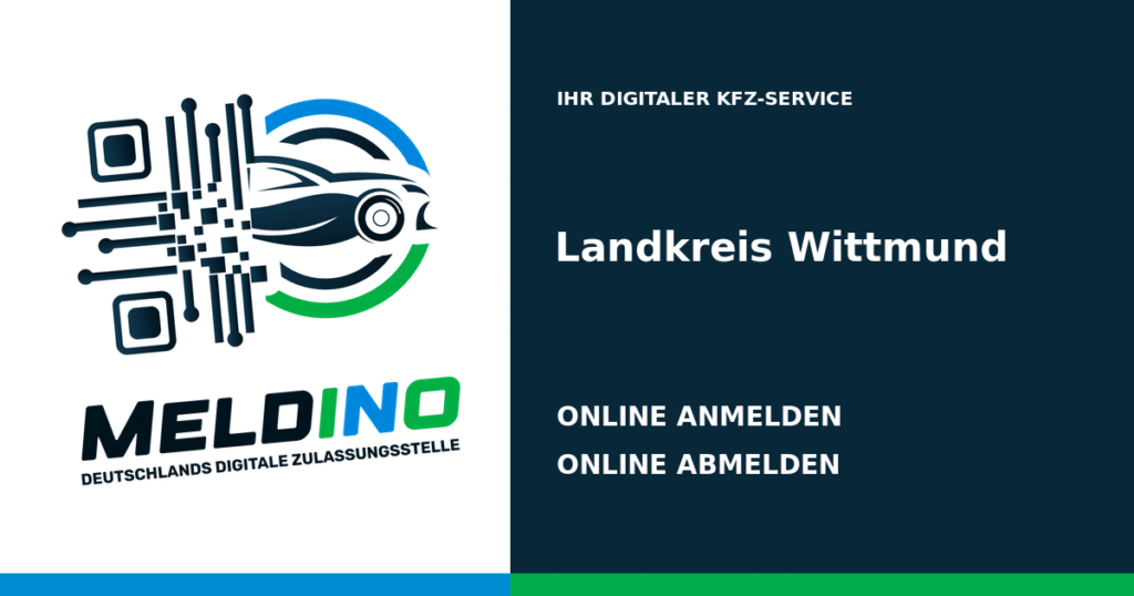 Meldino-Grafik mit Logo und Bezirksname Landkreis Wittmund: Kfz online anmelden in Landkreis Wittmund