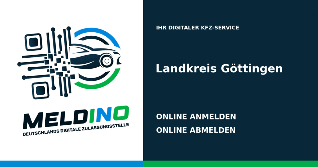 Meldino-Grafik mit Logo und Bezirksname Landkreis Göttingen: Kfz online anmelden in Landkreis Göttingen