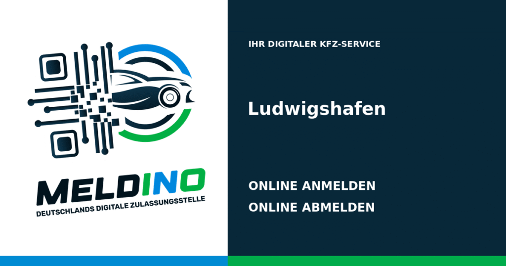 Meldino-Grafik mit Logo und Bezirksname Ludwigshafen: Kfz online anmelden in Ludwigshafen