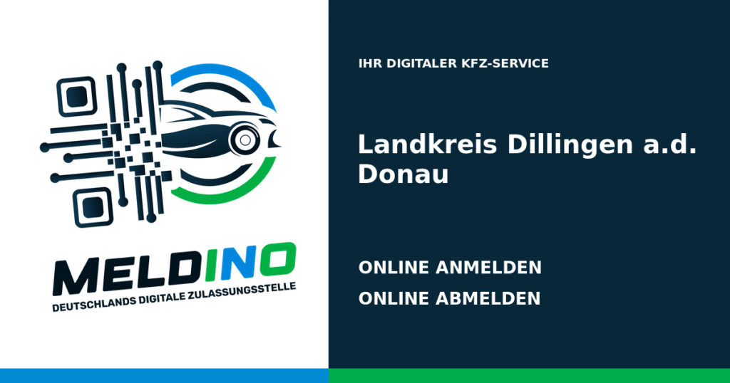 Meldino-Grafik mit Logo und Bezirksname Landkreis Dillingen a.d. Donau: Kfz anmelden in Landkreis Dillingen a.d. Donau