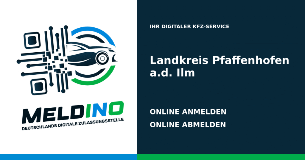 Meldino-Grafik mit Logo und Bezirksname Landkreis Pfaffenhofen a.d. Ilm: Kfz anmelden in Landkreis Pfaffenhofen a.d. Ilm