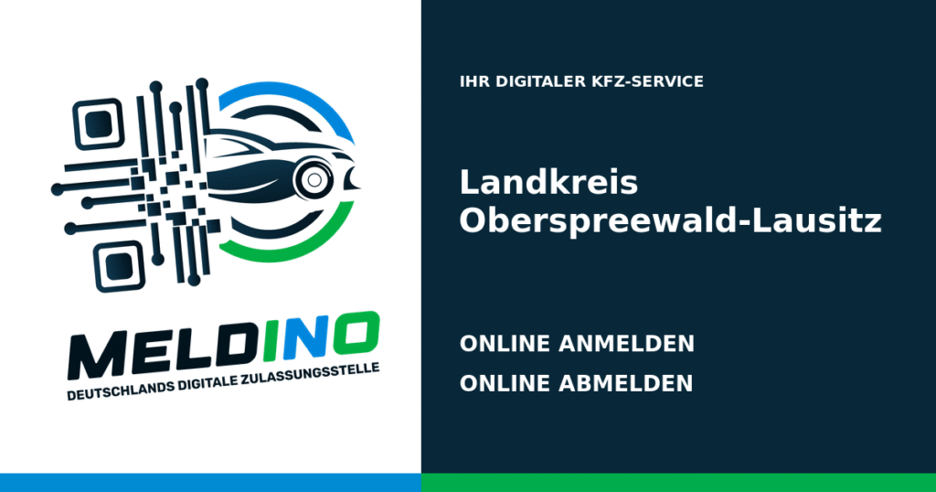 Meldino-Grafik mit Logo und Bezirksname Landkreis Oberspreewald-Lausitz: Kfz anmelden in Landkreis Oberspreewald-Lausitz